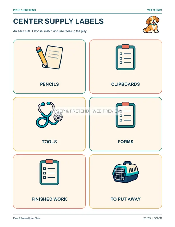 Vet Clinic: actual printable center supply labels, page 28