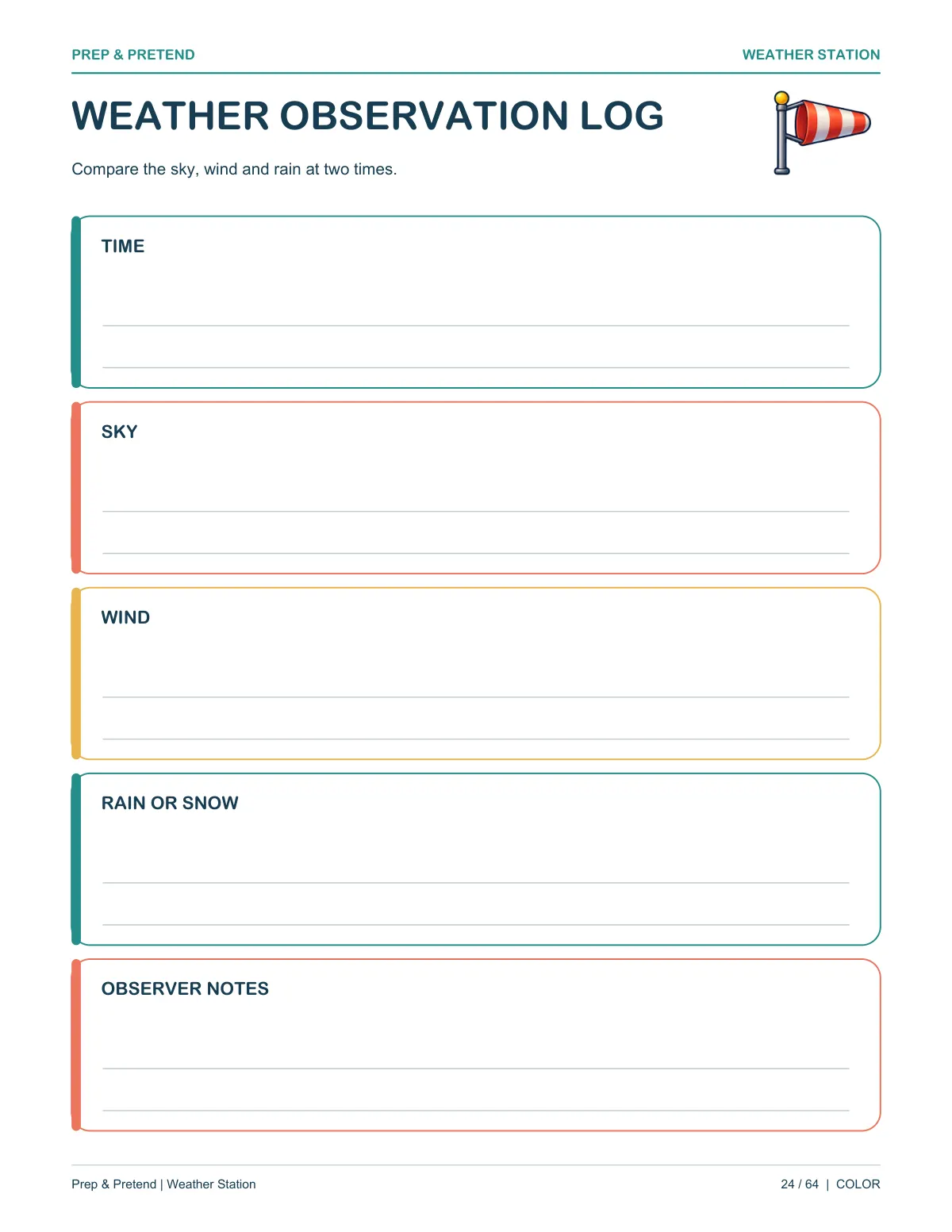 Weather Station: authentic printable Weather Observation Log, page 24