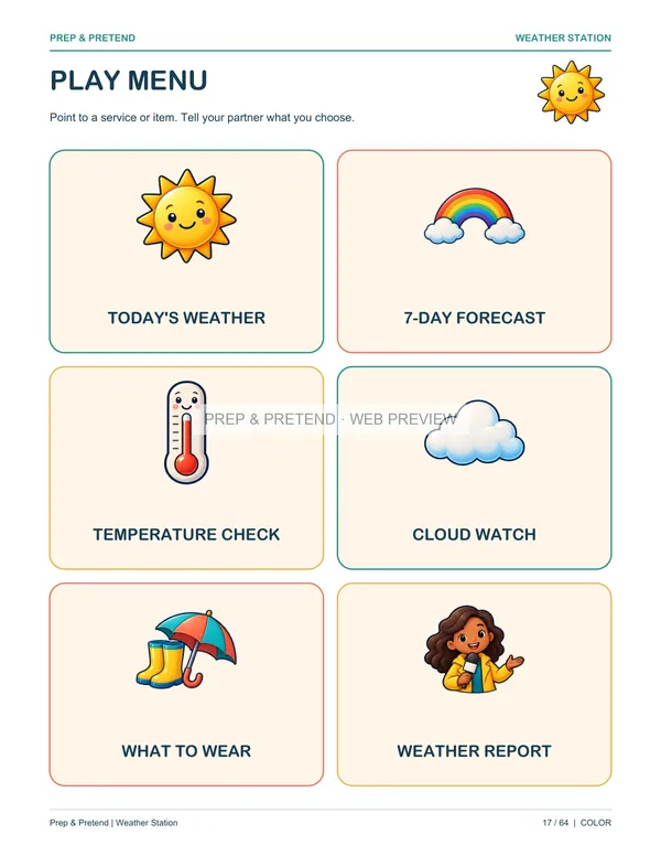 Weather Station: actual printable play menu, page 17