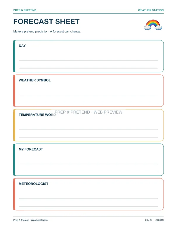 Weather Station: actual printable forecast sheet, page 23