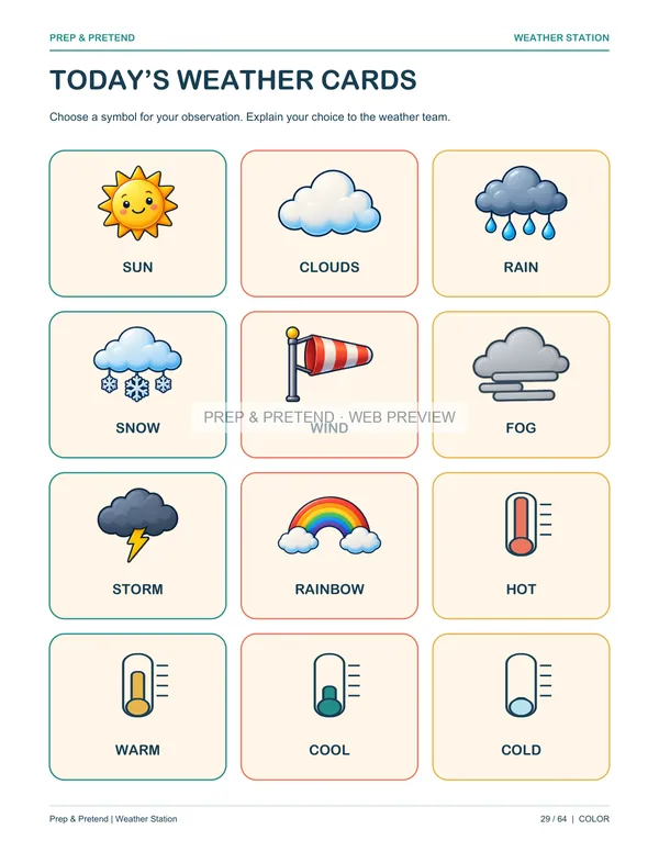 Weather Station: actual printable today’s weather cards, page 29