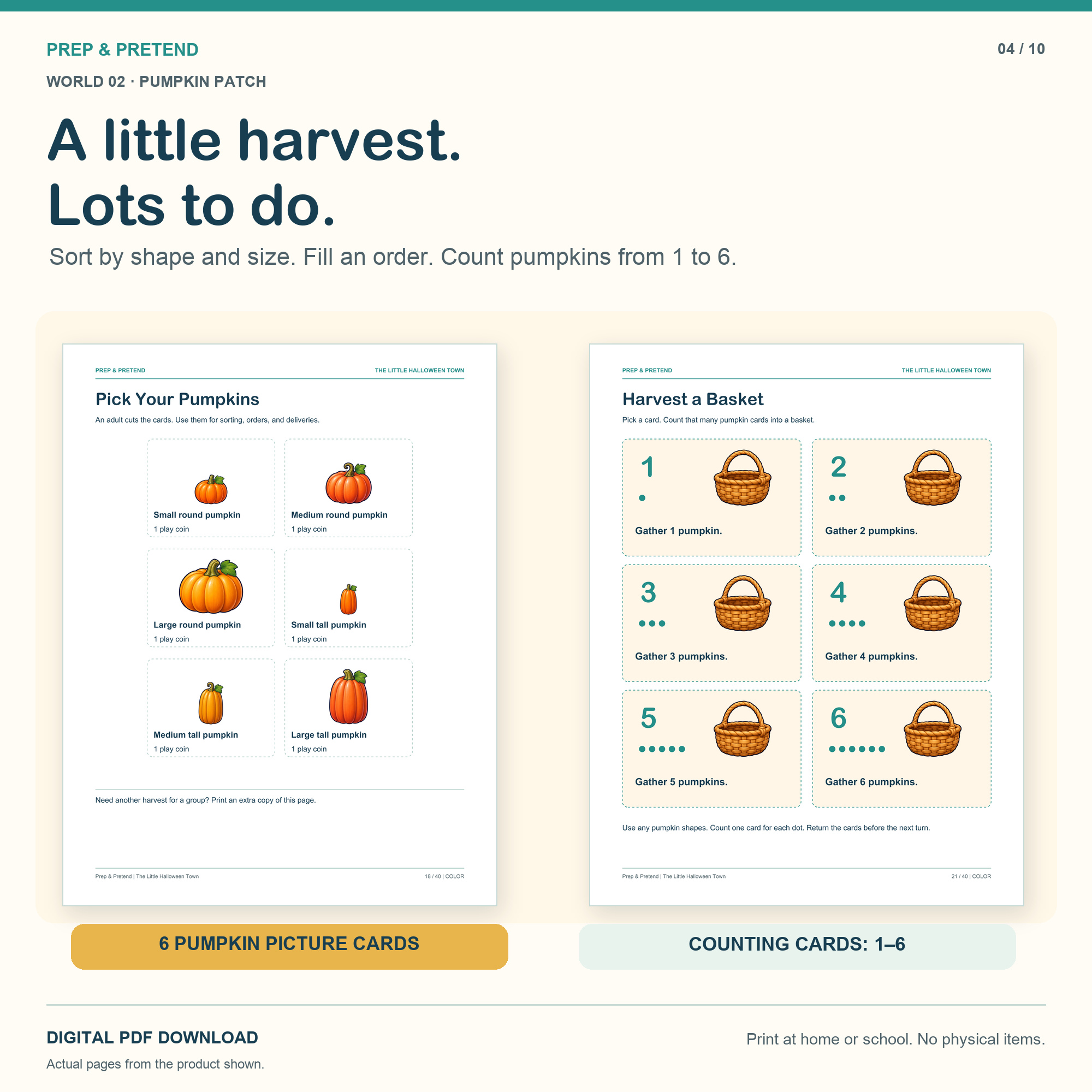 Actual printable and product images from The Little Halloween Town