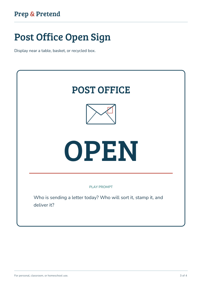POST OFFICE OPEN sign from the free PDF